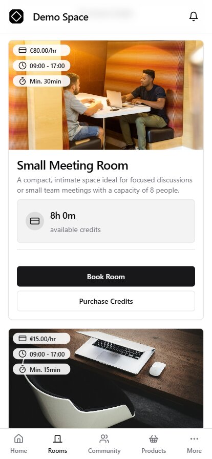 Easy Space member portal mobile interface